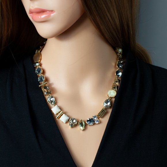 J. Crew Jewelry - J. CREW Multi Color Stones Multi Shapes Statement Necklace